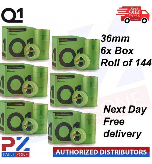 6X Q1 High Performance Green MASKING TAPE PREMIUM AUTOMOTIVE 36mm x 50mm